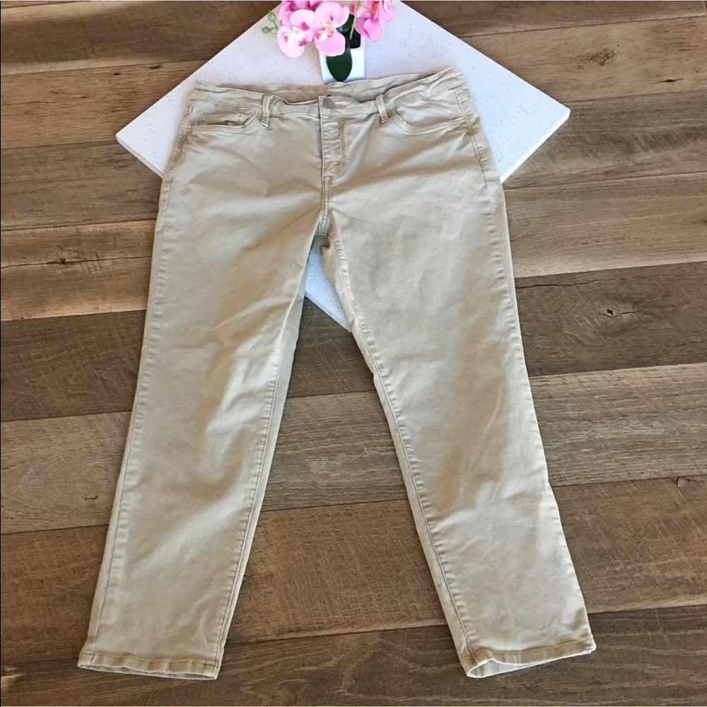 Soft surroundings uniform khaki crop pants size PL